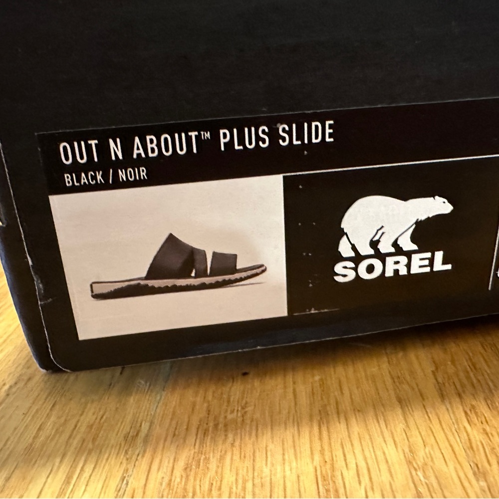 Sorel Black and Cream Slide Sandals - Picture 2 of 5